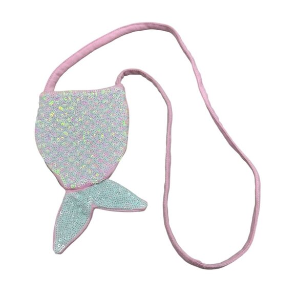 Mermaid Tail Sequin Crossbody Bag For Kids - Pink READ - Picture 1 of 6